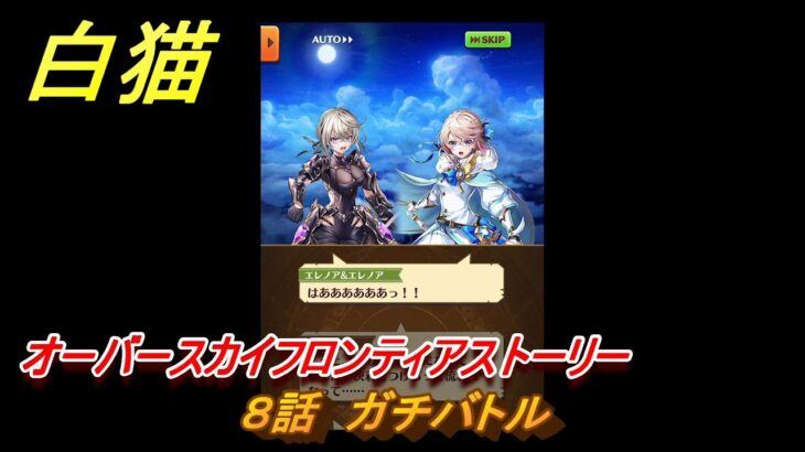 白猫　１０周年イベント　オーバースカイフロンティアストーリー　８話　ガチバトル　ガチャキャラ　キャトラ（鎖剣）サヤ（輝剣）エレノア（魔）赤髪の解放者（斧）　＃１４　【白猫プロジェクト】