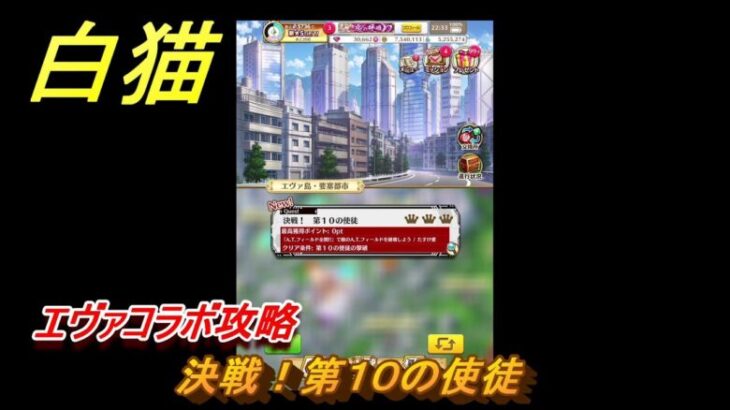 白猫　エヴァコラボ攻略　決戦！第１０の使徒　ガチャキャラ　アスカ（拳）綾波レイ（斧）シンジ（槍）マリ（弓）カヲル（魔）　＃３５　【白猫プロジェクト】