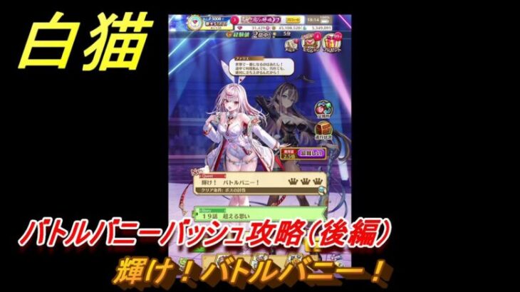 白猫　バトルバニーバッシュ攻略（後編）　輝け！バトルバニー！　ガチャキャラ　ユノス（斧）ファリエ（魔）　＃３７　【白猫プロジェクト】