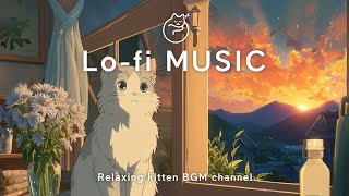 3 HOURS Lo-fi Music 🎧 | Cozy Sunset Cat Study BGM 🌅 | Relax & Focus with Window View 🏡 #503
