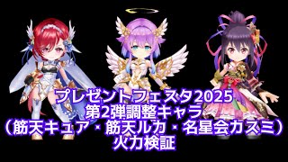 【白猫】プレゼントフェスタ2025第2弾パラメータ調整キャラ(筋肉天使剣キュア・筋肉天使槍ルカ・名星会カスミ) 火力検証